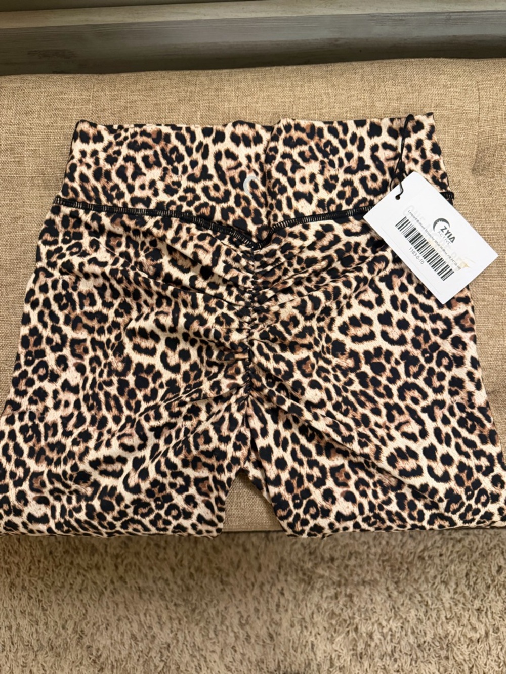ZYIA Leopard Print Athletic pants in Black and Tan